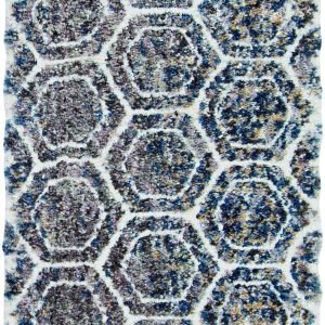 5'x8' Grey Ivory Machine Woven Space Dyed Geometric Bohemian Indoor Area Rug