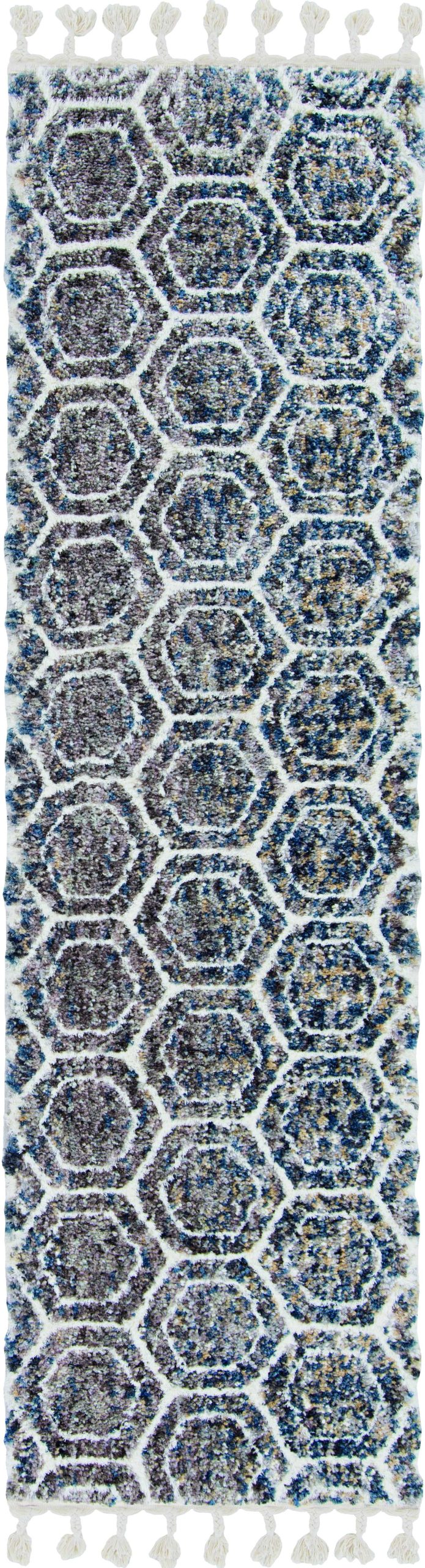 5'x8' Grey Ivory Machine Woven Space Dyed Geometric Bohemian Indoor Area Rug
