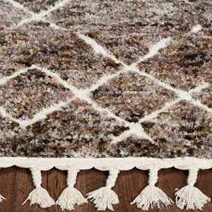 2' x 7' Mocha Geometric Diamond Runner Rug with Fringe
