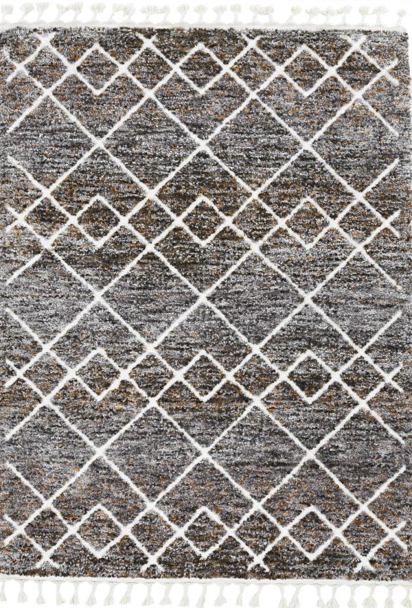 2' x 7' Mocha Geometric Diamond Runner Rug with Fringe - Image 2