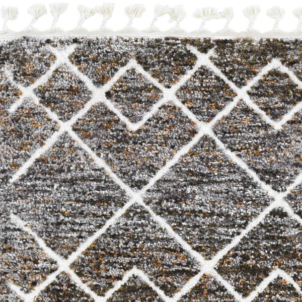 2' x 7' Mocha Geometric Diamond Runner Rug with Fringe - Image 5