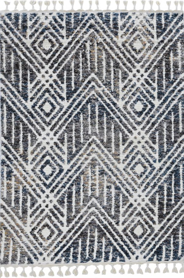3'x5' Grey Ivory Machine Woven Space Dyed Geometric Bohemian Indoor Area Rug - Image 4