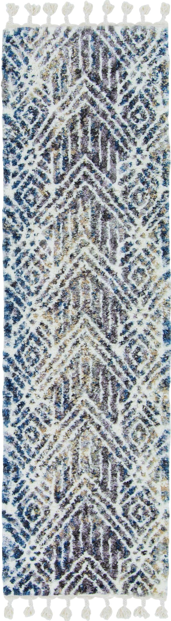 3'x5' Grey Ivory Machine Woven Space Dyed Geometric Bohemian Indoor Area Rug - Image 2