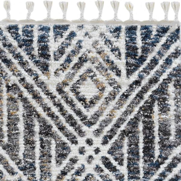 3'x5' Grey Ivory Machine Woven Space Dyed Geometric Bohemian Indoor Area Rug - Image 3