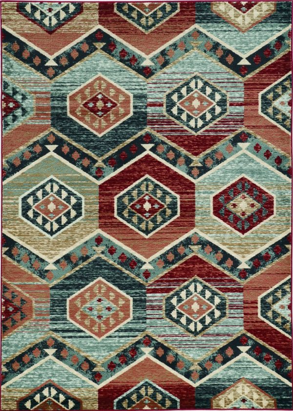 5' x 8' Red Aztec Diamond Area Rug - Image 2