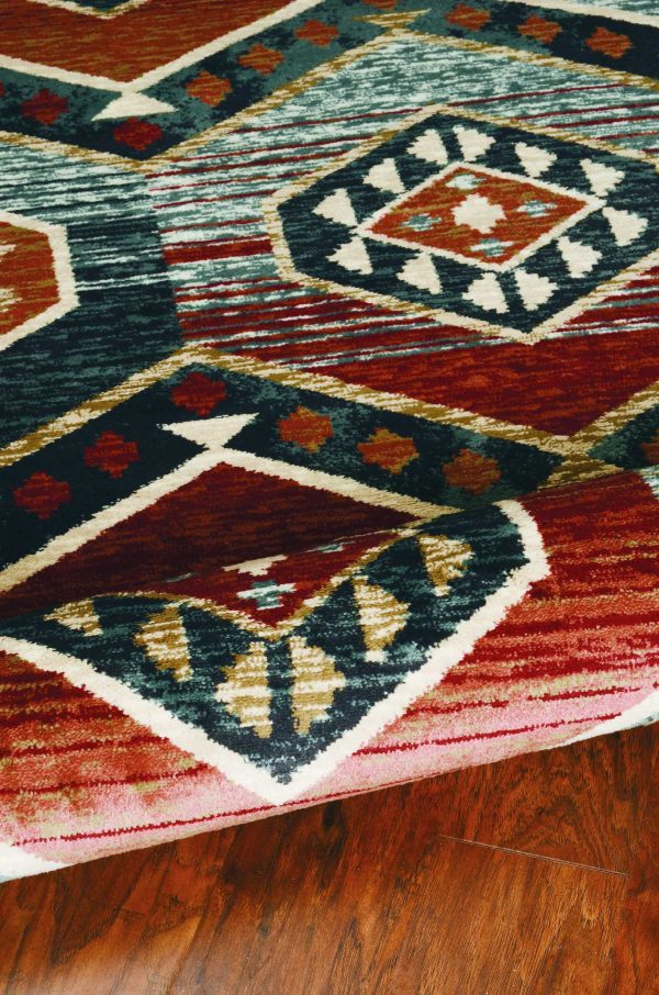 5' x 8' Red Aztec Diamond Area Rug - Image 3