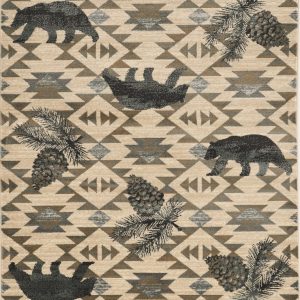 3'x5' Ivory Blue Machine Woven Geometric Lodge Indoor Area Rug