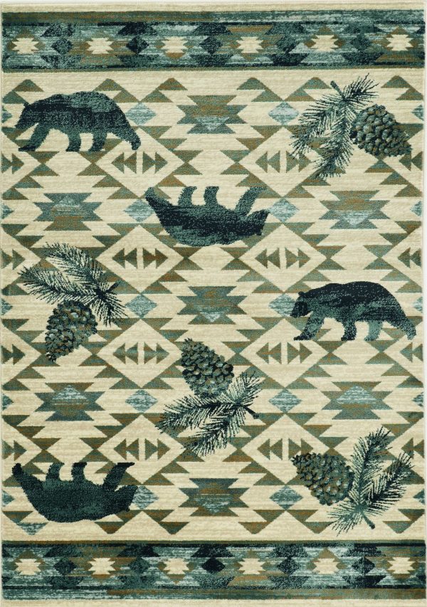 5' x 8' Ivory or Blue Lodge Area Rug - Image 2