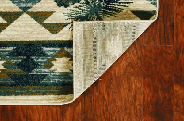 5' x 8' Ivory or Blue Lodge Area Rug - Image 4