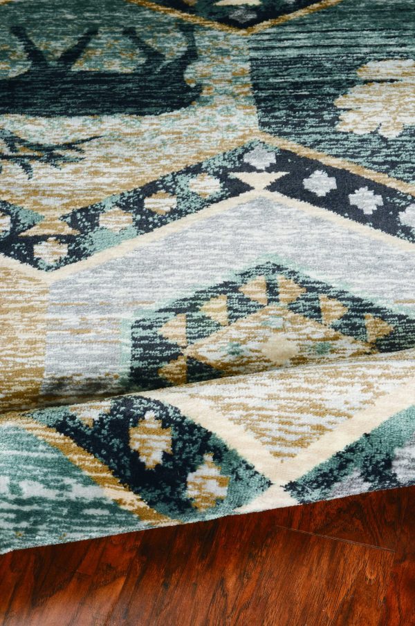 5'x8' Seafoam Machine Woven Geometric Lodge Indoor Area Rug - Image 3