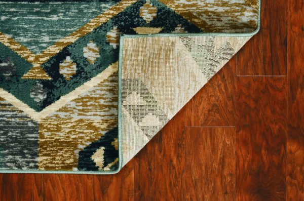 5'x8' Seafoam Machine Woven Geometric Lodge Indoor Area Rug - Image 4