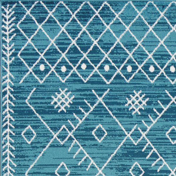 8' Ivory Blue Hand Tufted Oversized Floral Indoor Runner Rug - Image 3