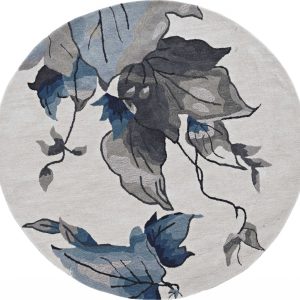 66 X 66 Ivory  Blue Polyester Rug