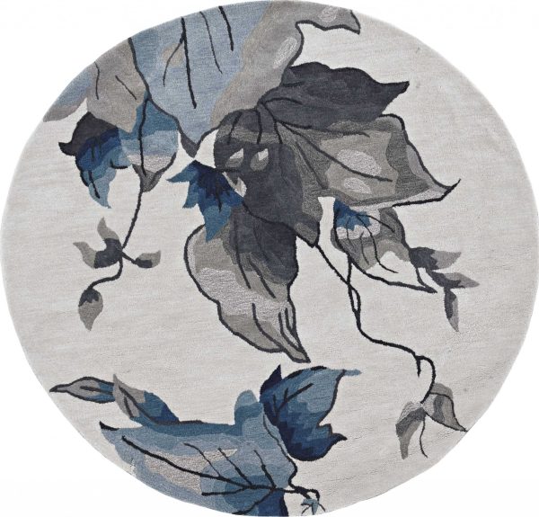 66 X 66 Ivory  Blue Polyester Rug
