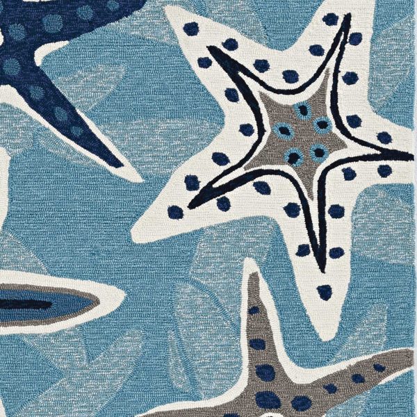 66 X 66 Ivory  Blue Polyester Rug - Image 4