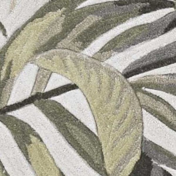 6' Ivory Hand Tufted Oversized Tropical Leaves Round Indoor Area Rug - Image 5