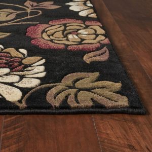 5' x 8' Black Floral Indoor Area Rug