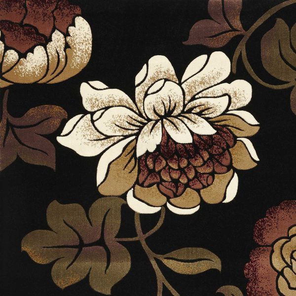 5' x 8' Black Floral Indoor Area Rug - Image 2
