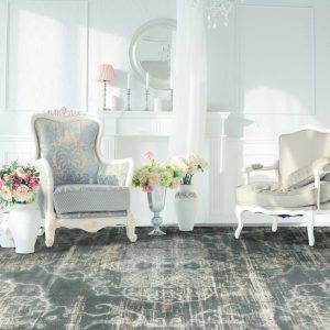 7' X 10' Light Grey Medallion Area Rug