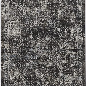 7' Midnight Black Machine Woven Vintage Traditional Indoor Runner Rug