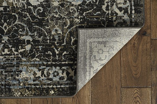 7' Midnight Black Machine Woven Vintage Traditional Indoor Runner Rug - Image 3