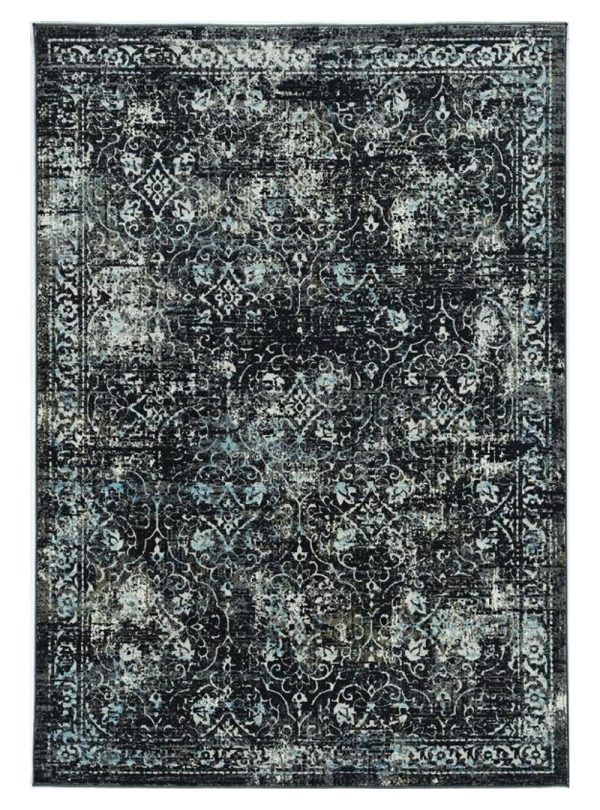7' X 10' Black Grey Diamond Area Rug