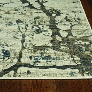 7' Ivory Machine Woven Abstract Splatter Indoor Runner Rug
