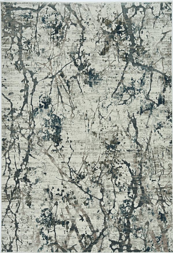 7' Ivory Machine Woven Abstract Splatter Indoor Runner Rug - Image 2