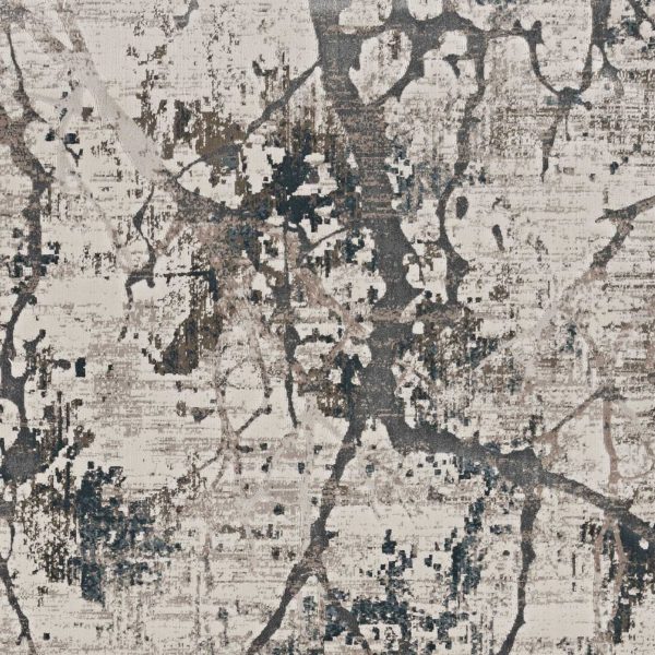 7' Ivory Machine Woven Abstract Splatter Indoor Runner Rug - Image 3