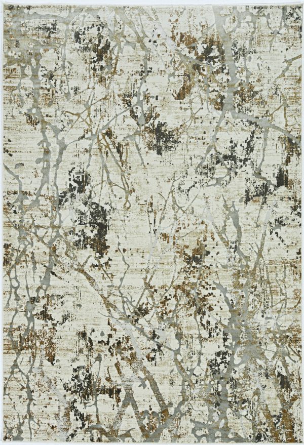 3' x 5' Ivory or Gold Abstract Viscose Area Rug - Image 3