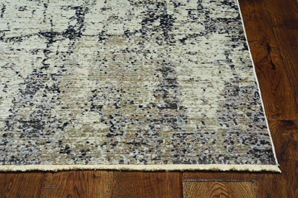 5'x8' Ivory Gold Machine Woven Geometric Indoor Area Rug - Image 2