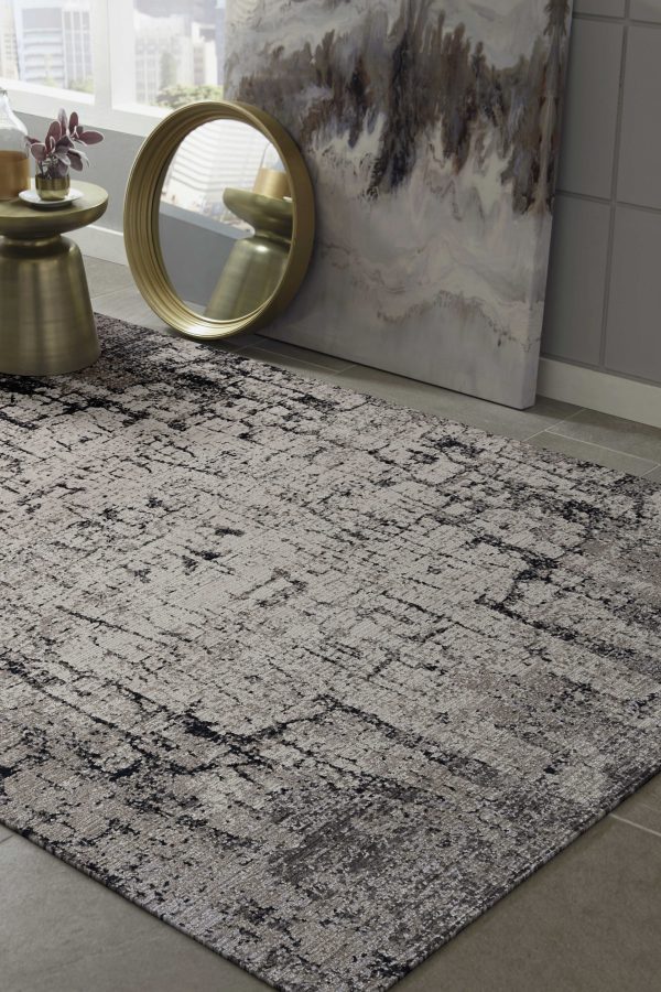 5'x8' Ivory Gold Machine Woven Geometric Indoor Area Rug - Image 4