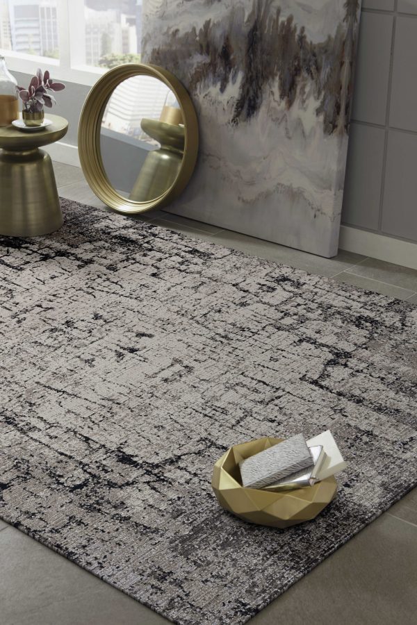 5'x8' Ivory Gold Machine Woven Geometric Indoor Area Rug - Image 5