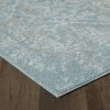 7' Spa Blue Machine Woven Distressed Medallion Indoor Runner Rug