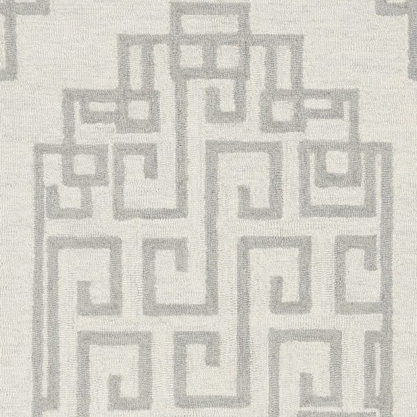 3' x 5' Ivory Grey Geometric Bordered Wool Area Rug - Image 3
