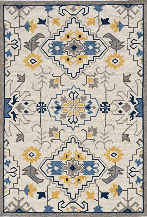 3' x 5' Ivory Mosaic Floral Area Rug - Image 3
