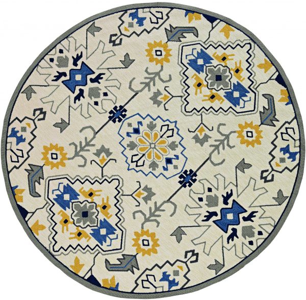 5'x8' Ivory Hand Woven UV Treated Traditional Indoor Outdoor Area Rug - Image 2