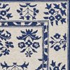 5' x 7' Sand or Blue Floral Bordered Indoor Outdoor Area Rug - Image 2