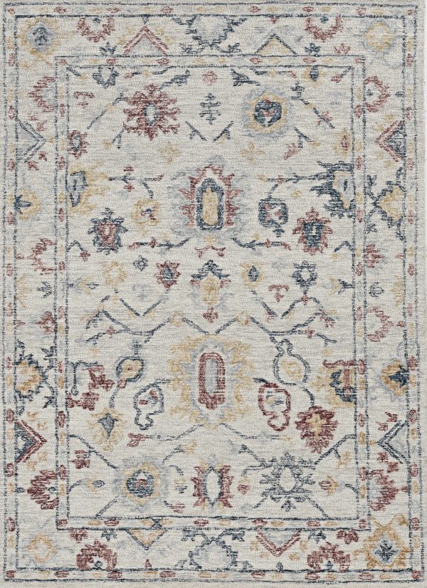 8' Ivory Hand Tufted Space Dyed Floral Traditional Indoor Runner Rug - Image 2