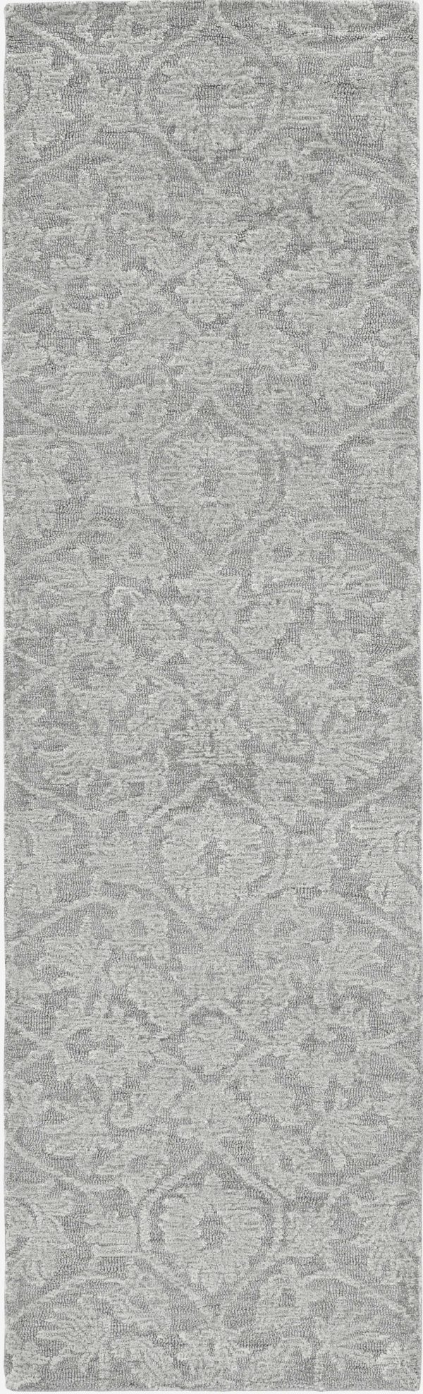 5' x 7' Grey Floral Vines Wool Indoor Area Rug - Image 3