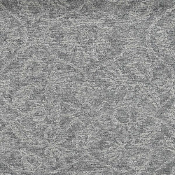 5' x 7' Grey Floral Vines Wool Indoor Area Rug - Image 4