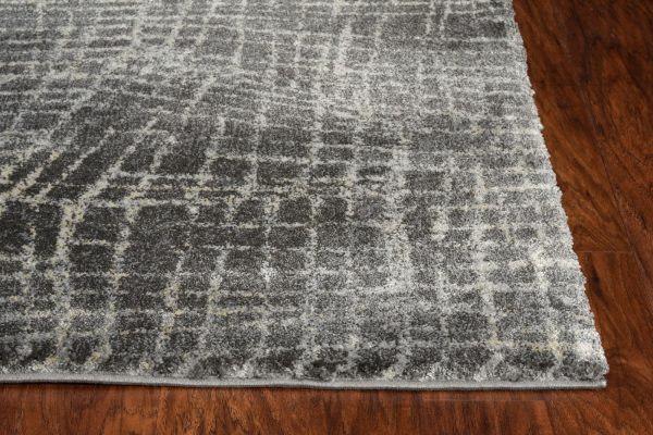 2' x 7' Grey Abstract Lines Runner Rug - Image 2