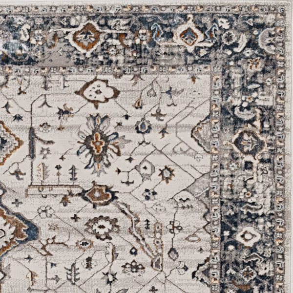 5'x8' Ivory Grey Machine Woven Traditional Indoor Area Rug - Image 3