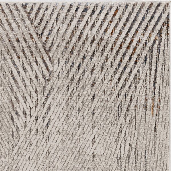 5'x8' Ivory Grey Machine Woven Geometric Lines Indoor Area Rug - Image 2