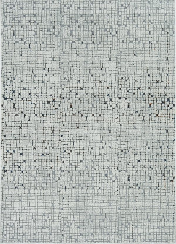 7' Grey Machine Woven Abstract Lines Indoor Runner Rug - Image 2