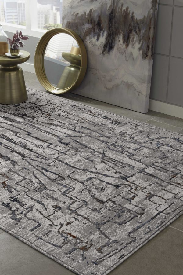 3' x 5' Grey Abstract Lines Area Rug - Image 2