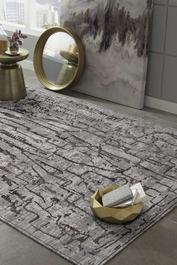 3' x 5' Grey Abstract Lines Area Rug - Image 3