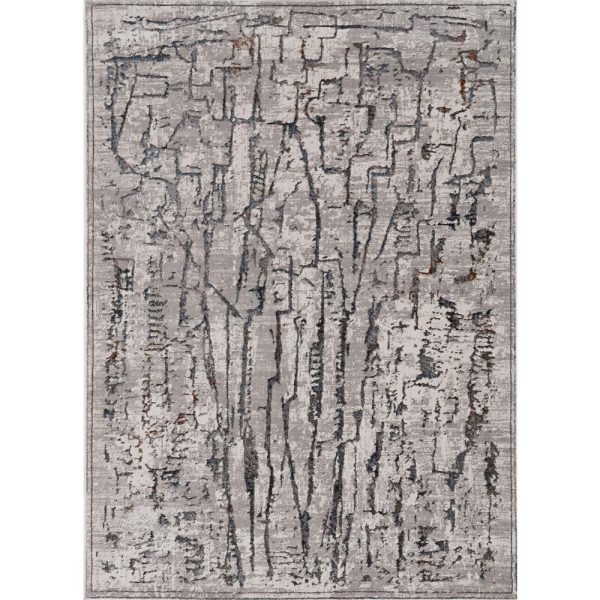 5'x8' Grey Machine Woven Abstract  Indoor Area Rug - Image 2