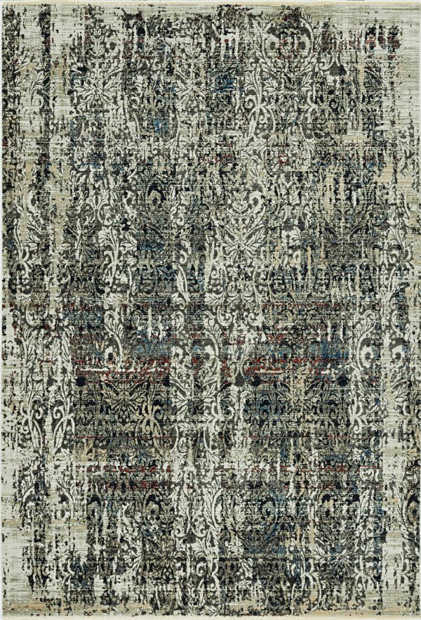 4'x6' Grey Machine Woven Shrank Distressed Traditional Design Indoor Area Rug - Image 3