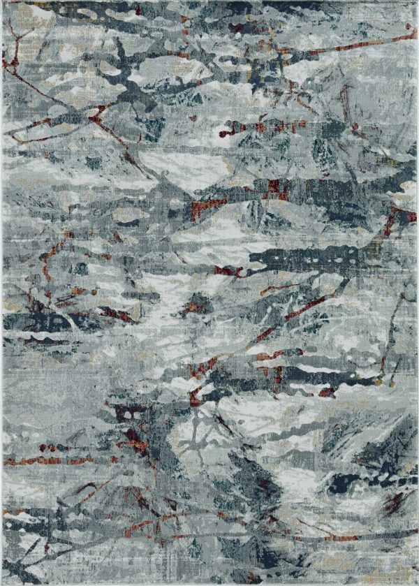 3'x5' Grey Teal Machine Woven Abstract Splatter Indoor Area Rug - Image 3
